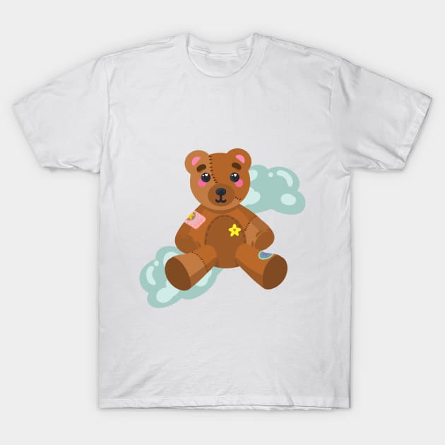 cute little sewed teddybear plushy design T-Shirt by grafitytees